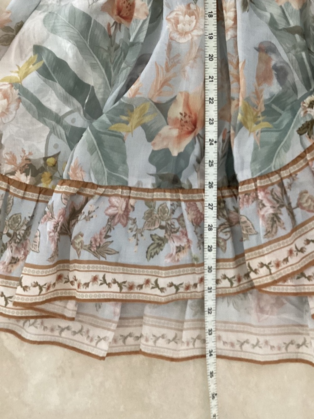 Calypso St. Barth Cotton Pastel Blue Floral V-Neck Faux Wrap Frill Mini Dress - Picture 14 of 16